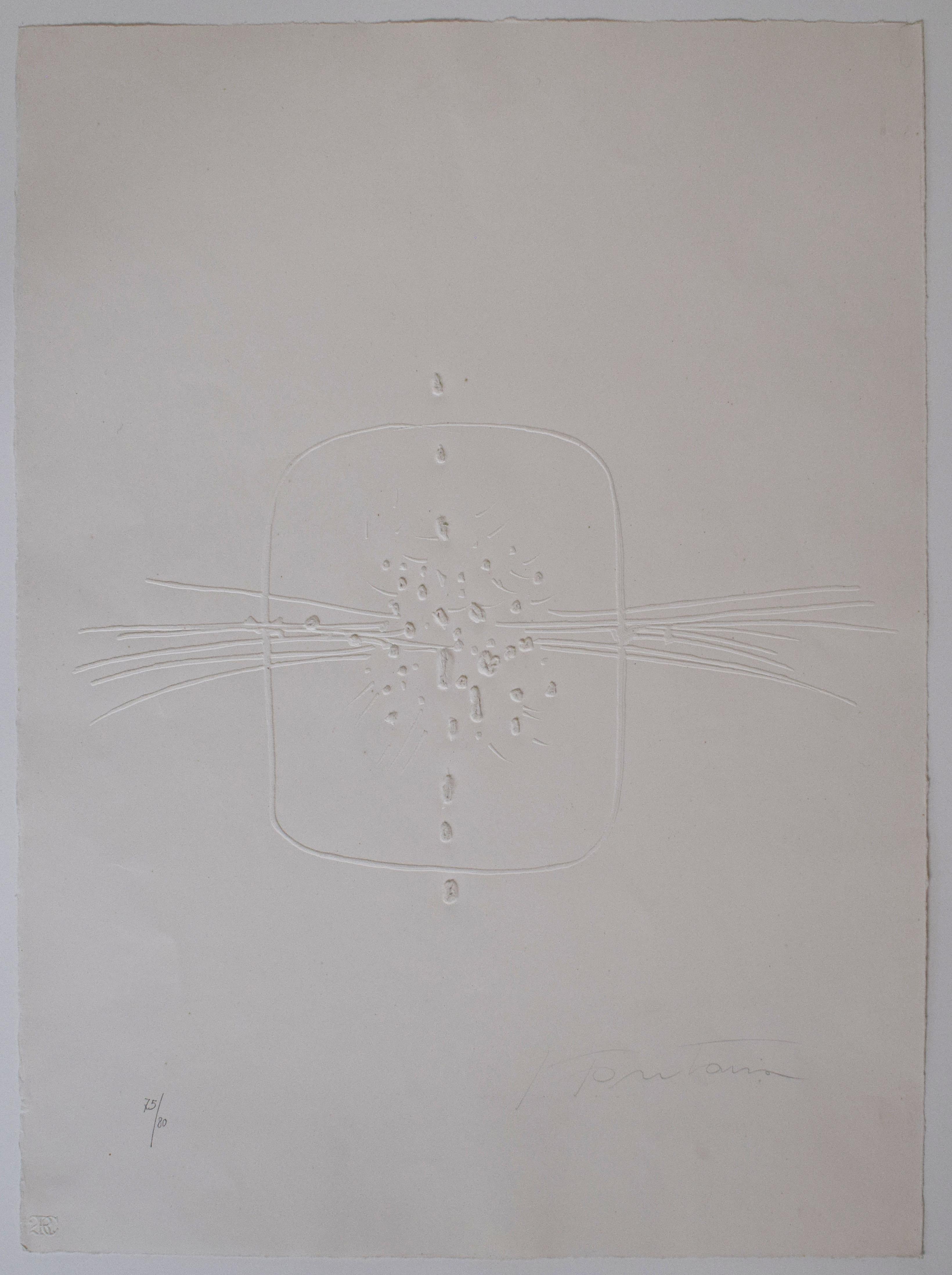 Composizione I da, Senza titolo - Arte astratta concettuale italiana Spazialismo - Print di Lucio Fontana