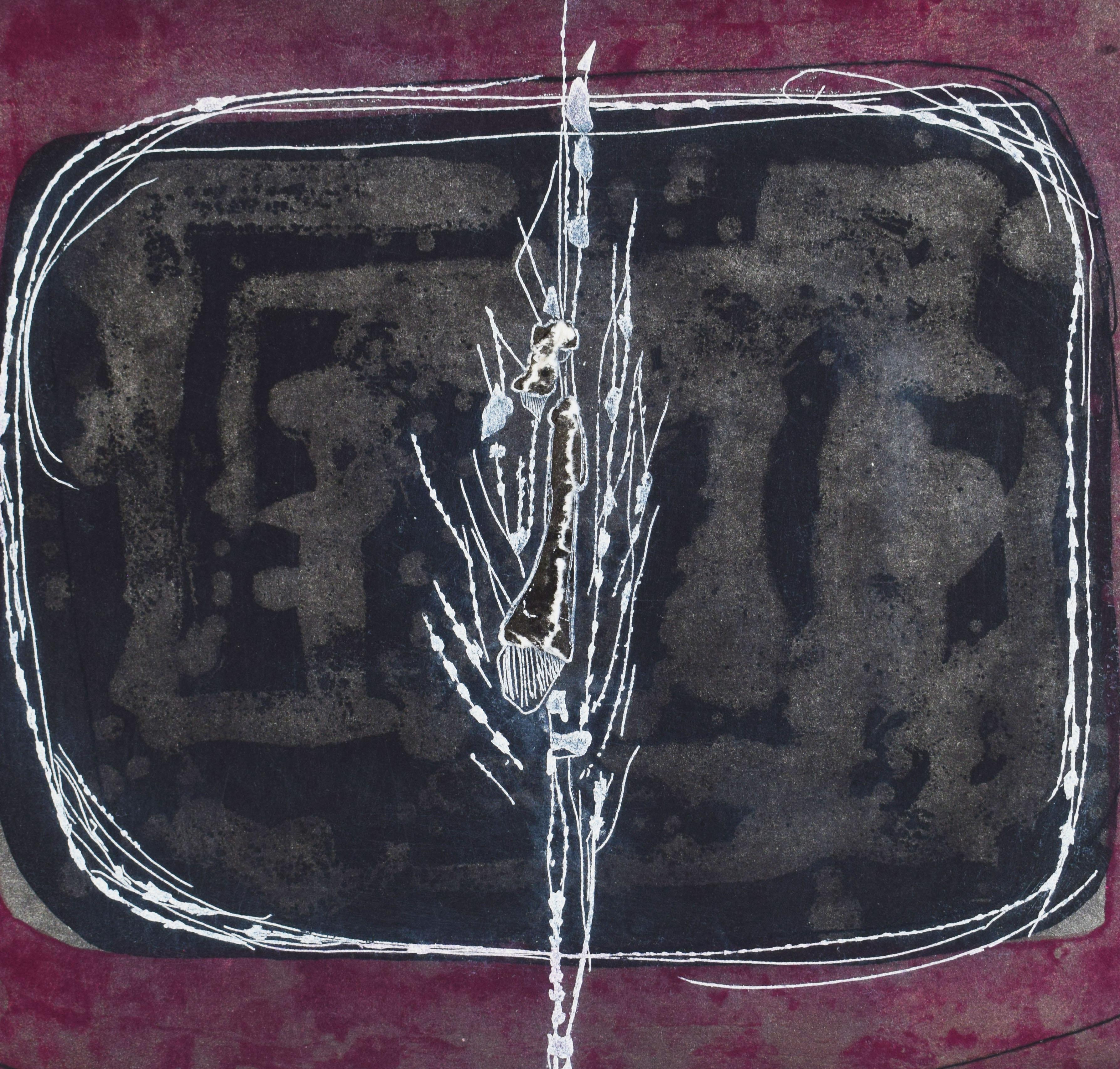 Composizione VI da, Senza titolo -  Arte astratta concettuale italiana Spazialismo - Abstract Print Nero di Lucio Fontana