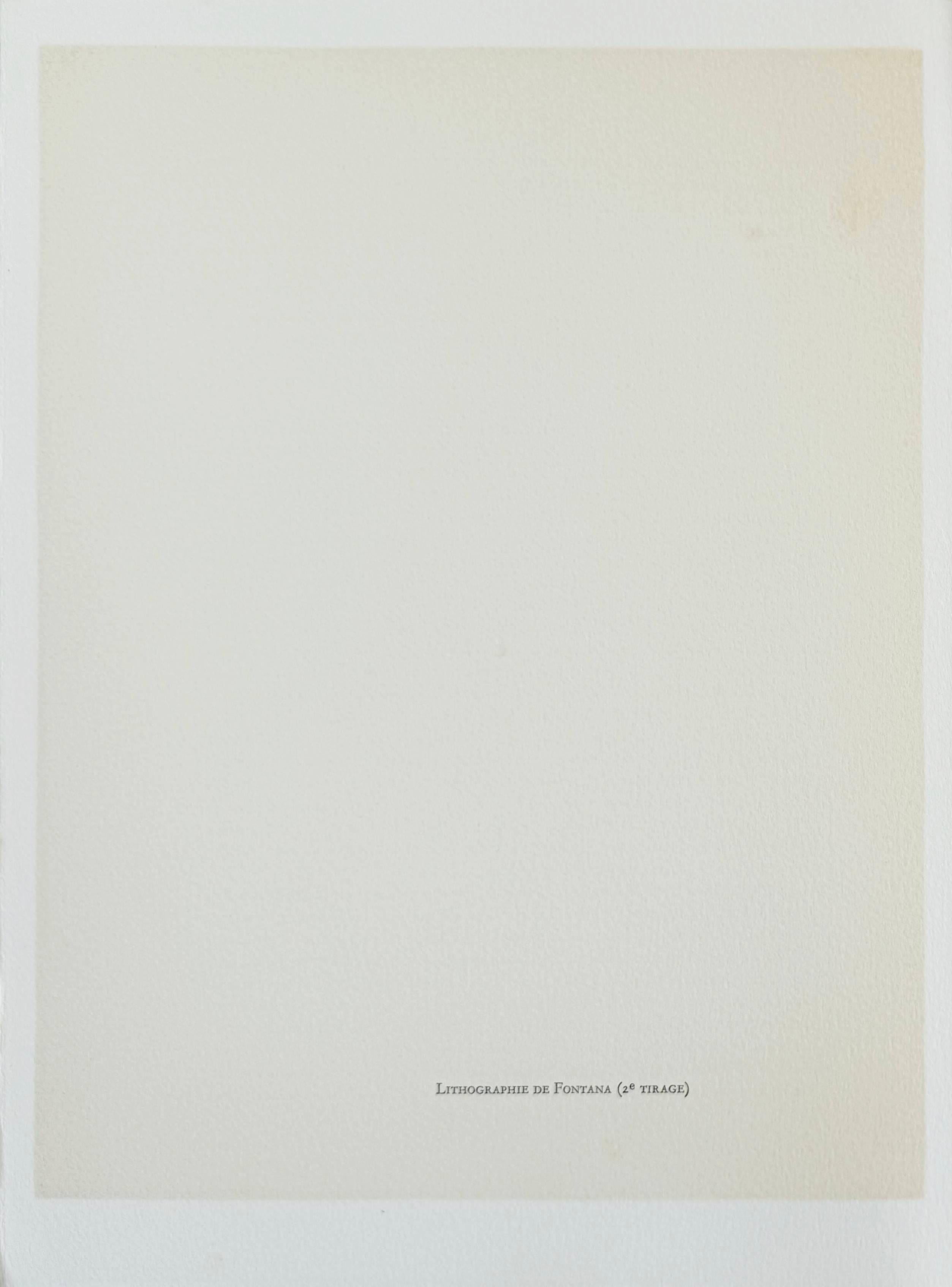 Concetto Spaziale - Green Print by Lucio Fontana