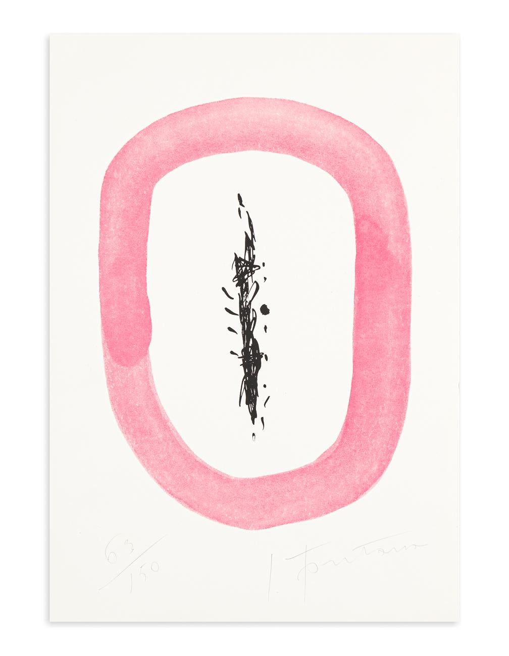 Lucio Fontana Abstract Print - Spatial Concept from Six contes de La Fontaine, Spatialism, Print, Pink