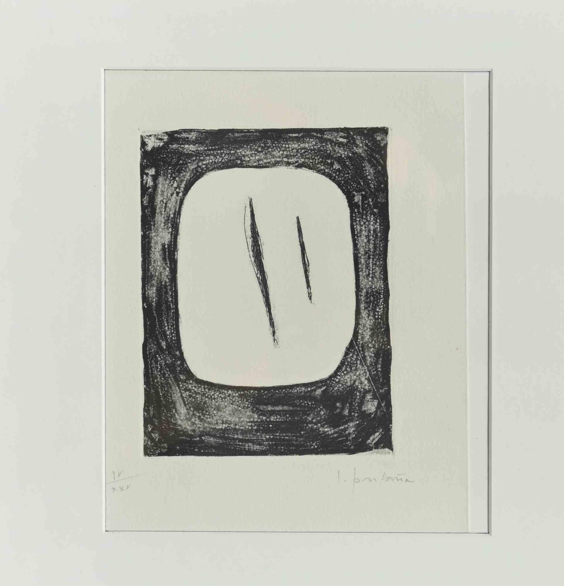 Concetto Spaziale is a contemporary artwork realized by Lucio Fontana.

Aquatint etching on Fabriano paper.

Edition of IV/XXV.  The complete edition includes also 75 specimen numbered in arab numbers.

Signed and numbered lower margin.

Includes
