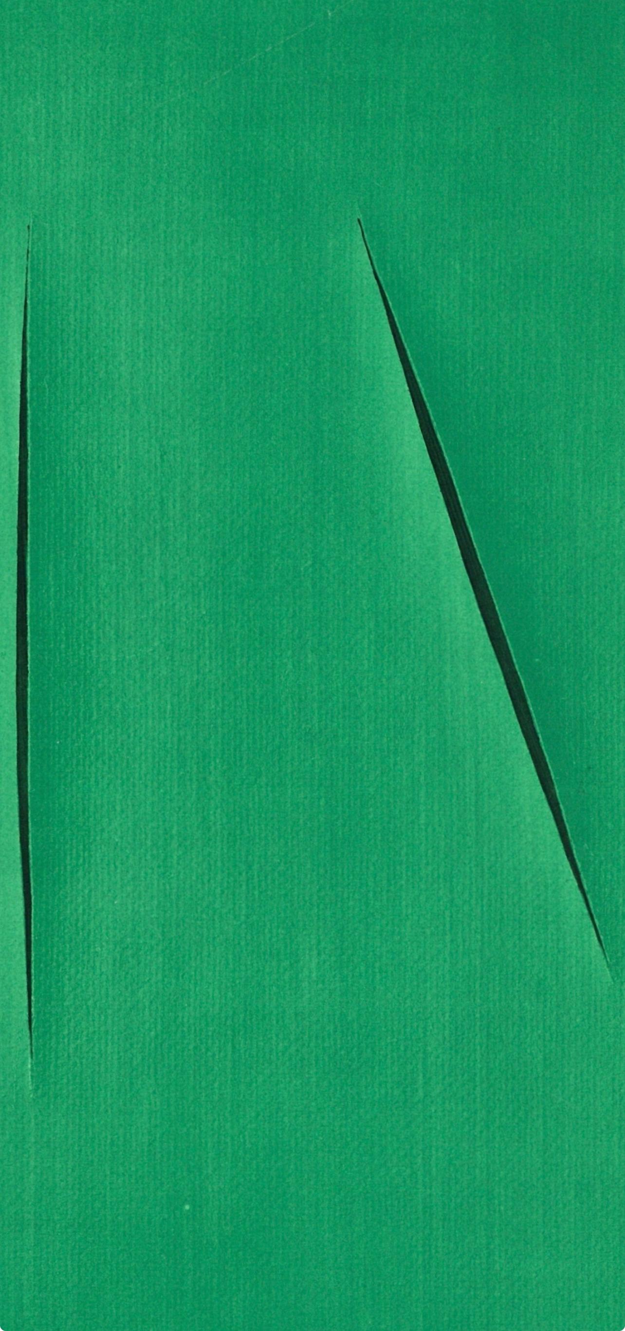 Concetto Spaziale, Sociedad Internacional de Arte del Siglo XX - Abstract Print Azul de Lucio Fontana
