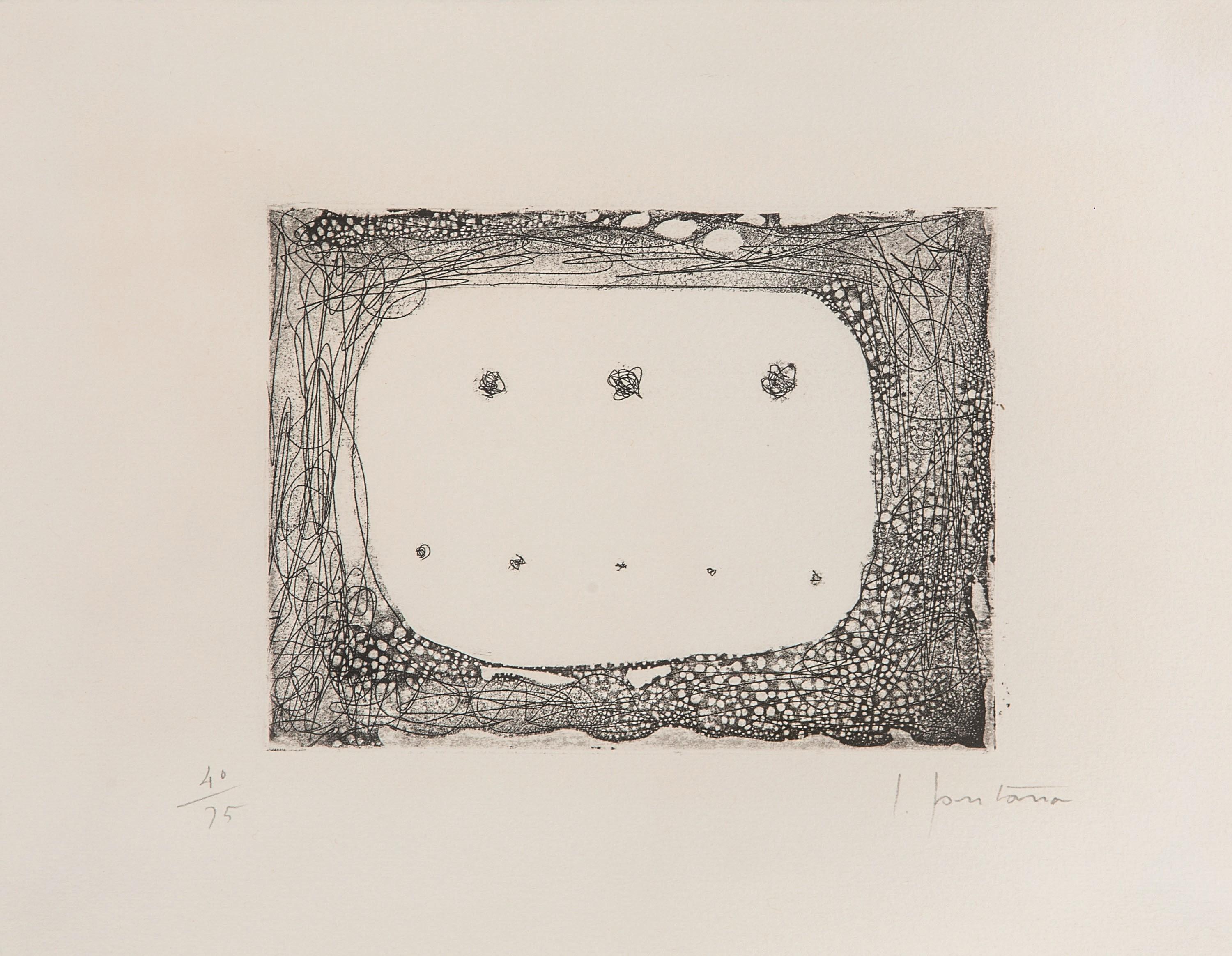 Lucio Fontana ( 1899 – 1968 ) – L’épée dans l’eau – hand-signed Etching  1