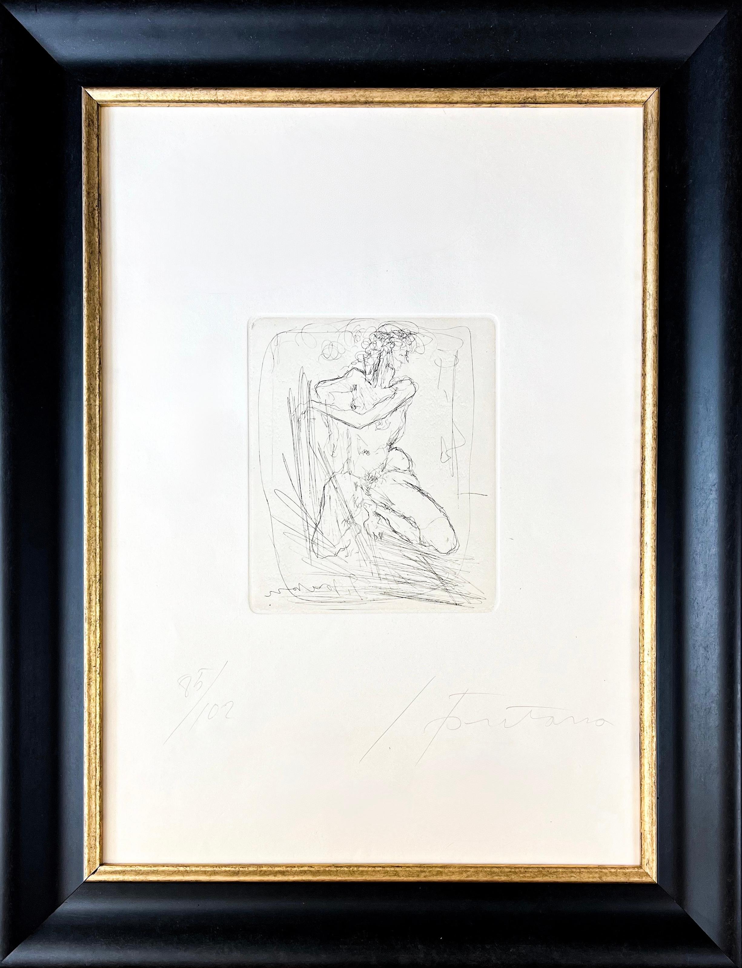 Lucio Fontana ( 1899 - 1968 ) - Nudo - etching on paper - 1964