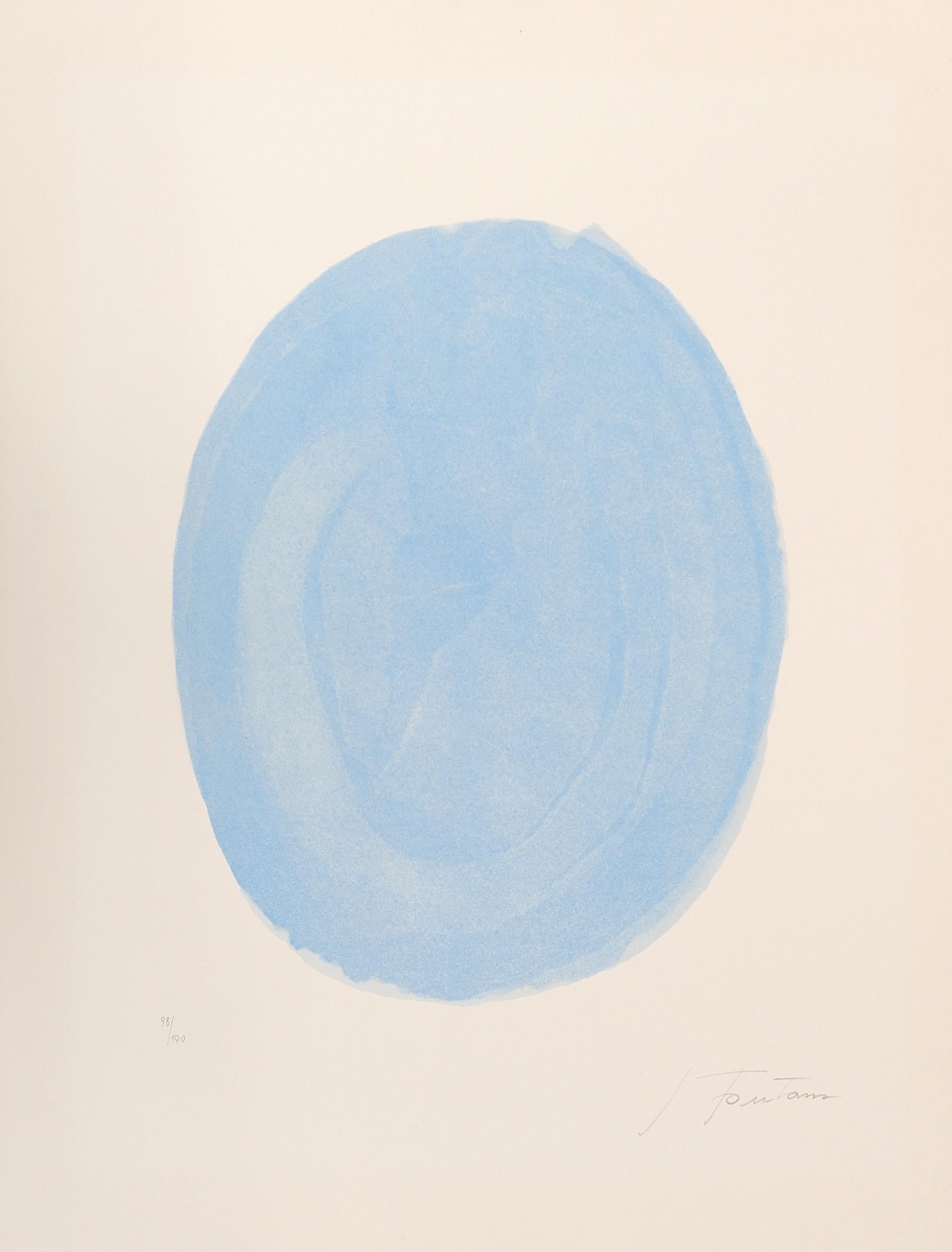 Lucio Fontana Abstract Print - Nudo Azzurro, 1967