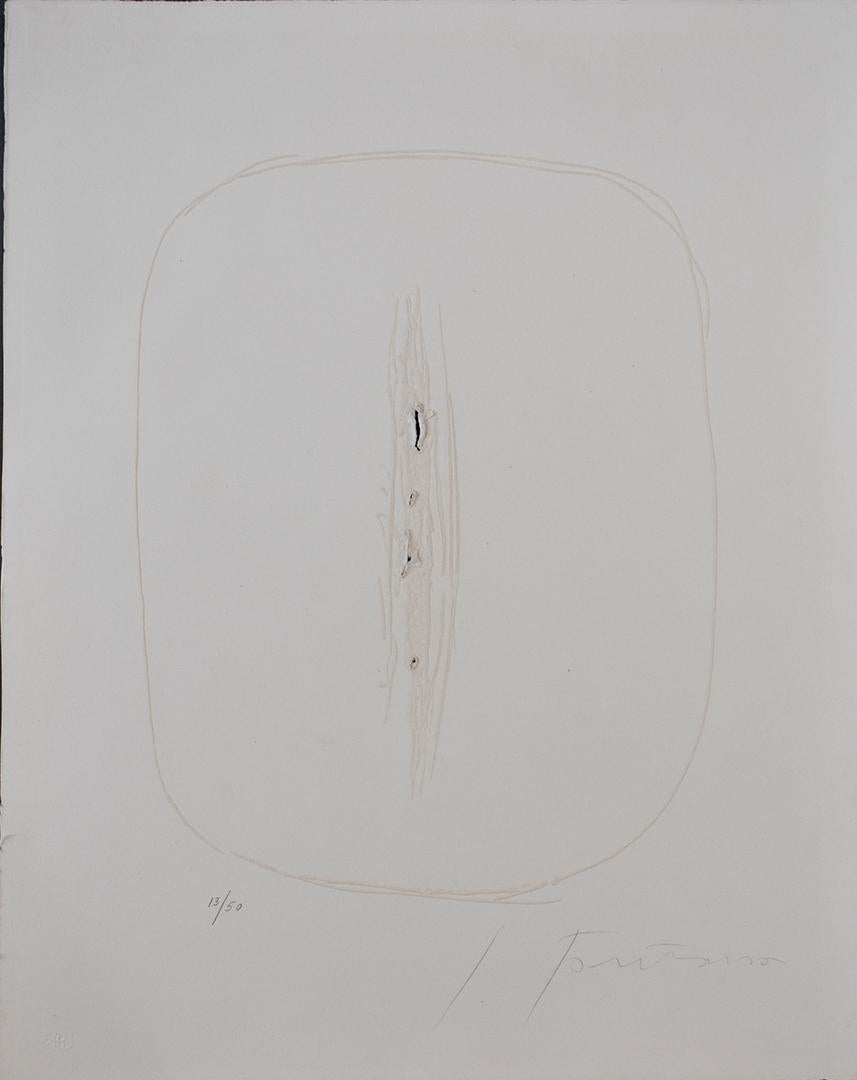 Lucio Fontana Abstract Print - Spatial Concept I, from: Six Original Etchings  Italian Art, Futurism, 60s