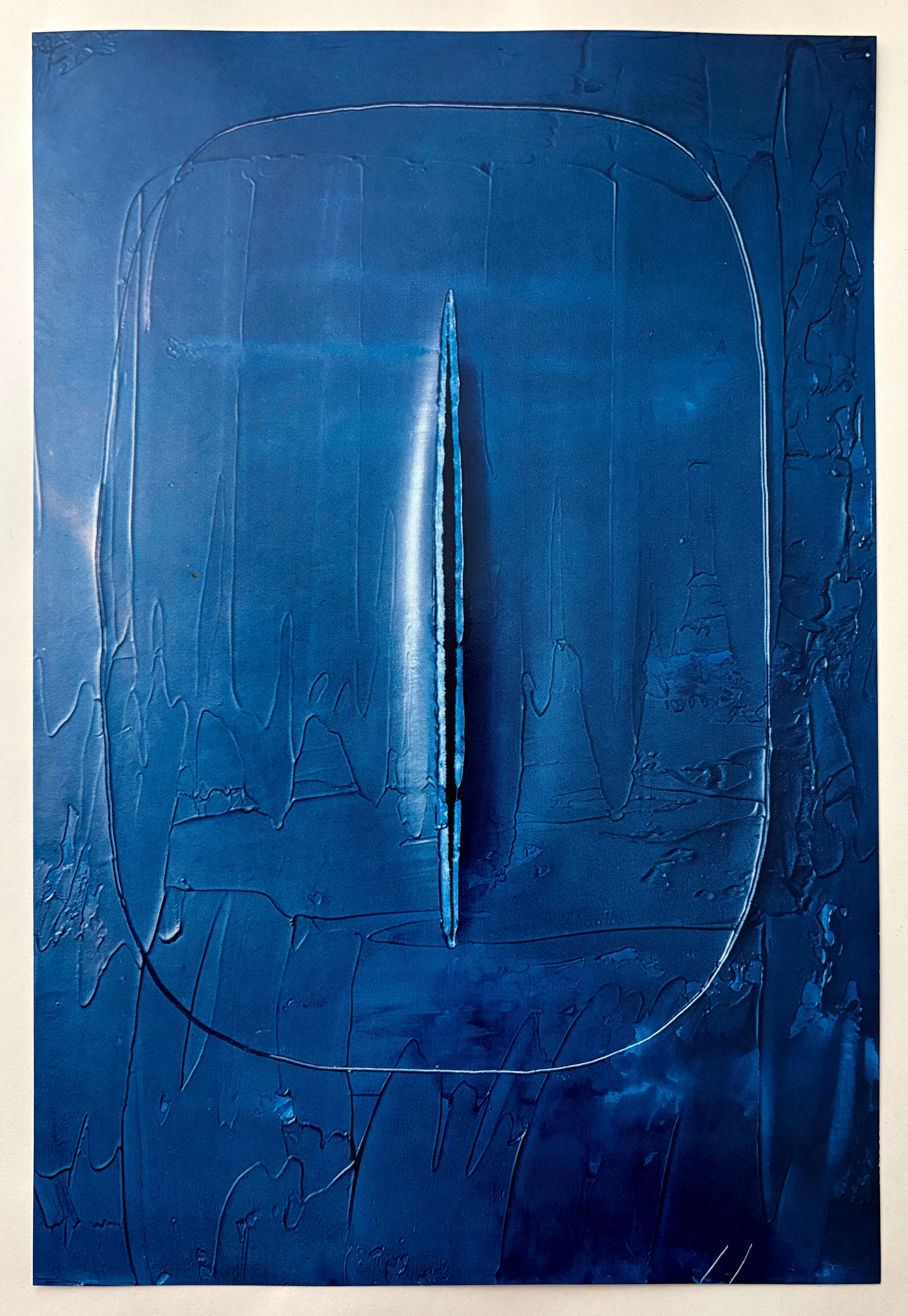 Abstract Print de Lucio Fontana - Sin título (Concetto Spaziale Azul)