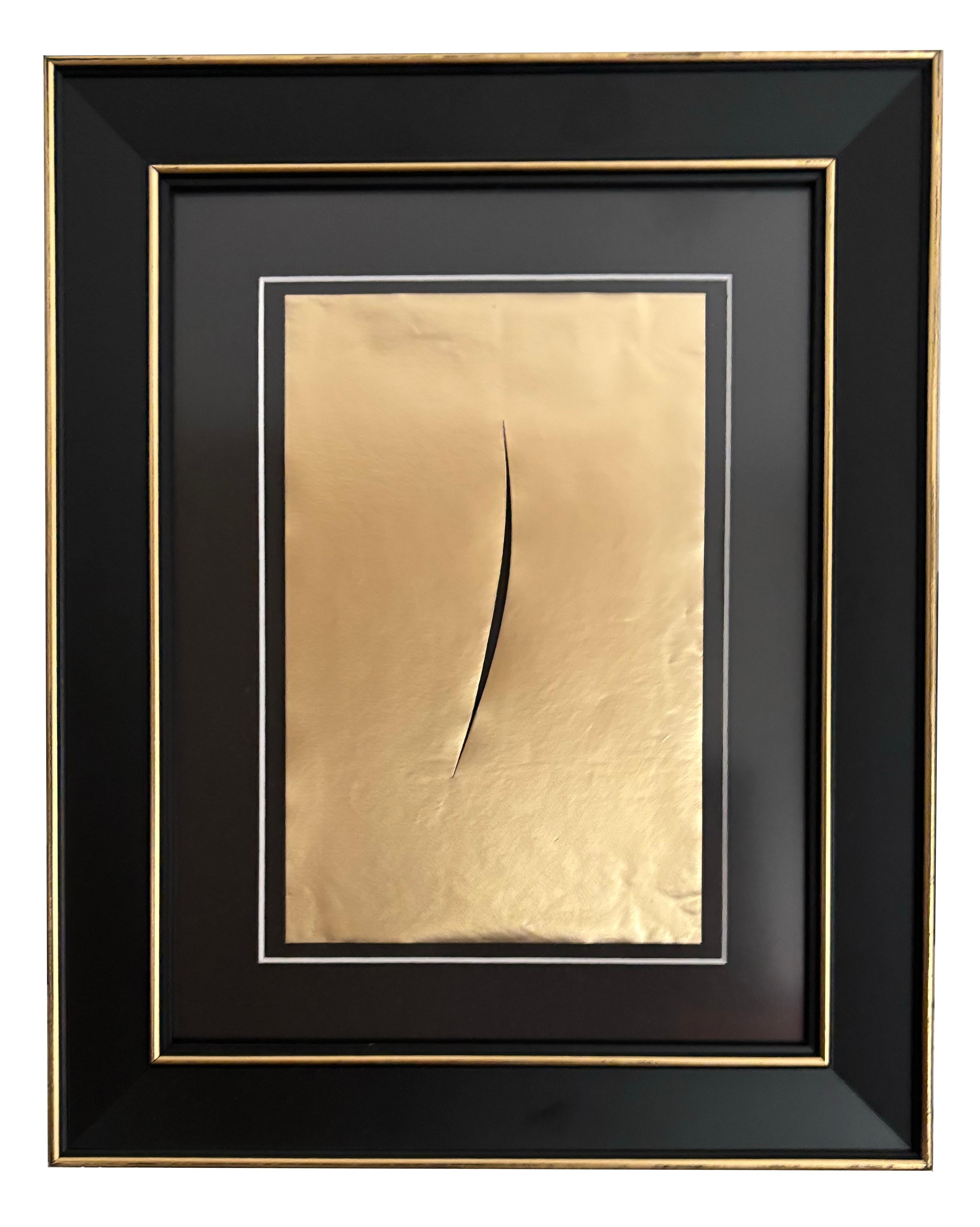 Abstract Print Lucio Fontana - Sans titre (Concetto Spaziale Gold)