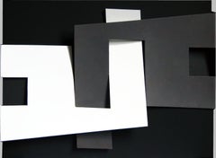 Lucio Perna, attrazioni repulsioni, cartone intagliato su tela, 2022, 60x70x10