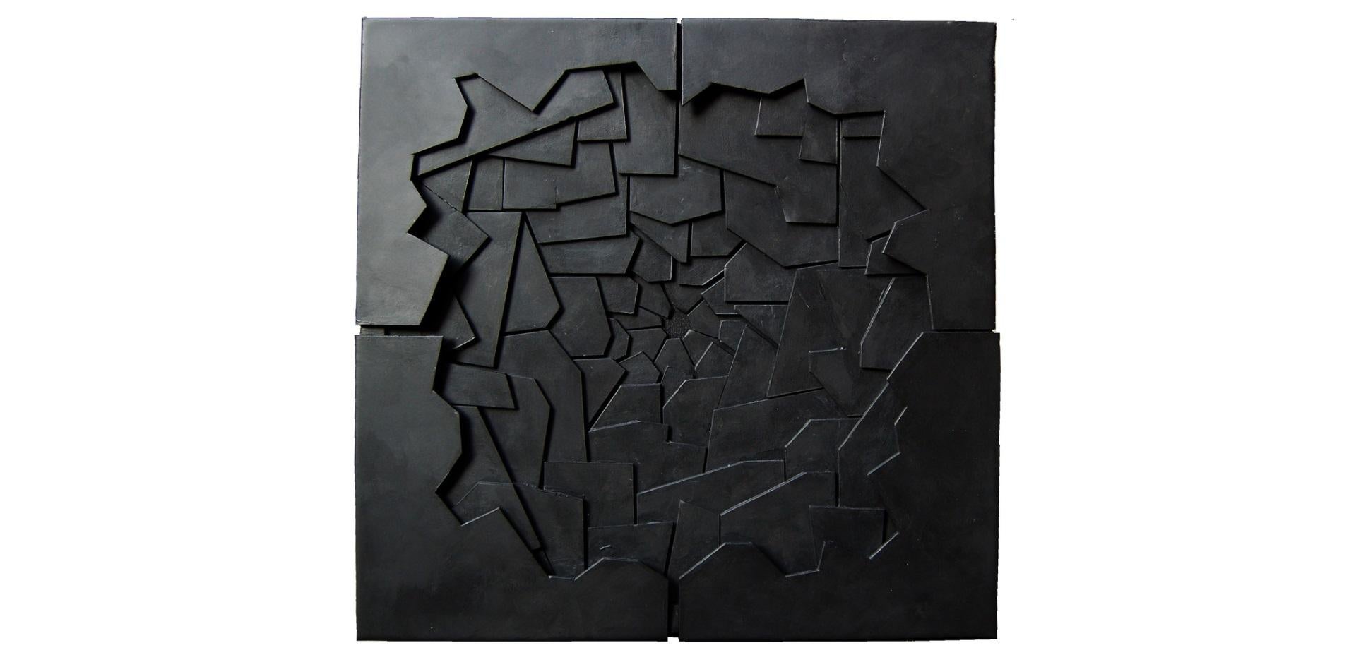 Lucio Perna, la dimensione minima di Dio, cartone intagliato su tela, 2016