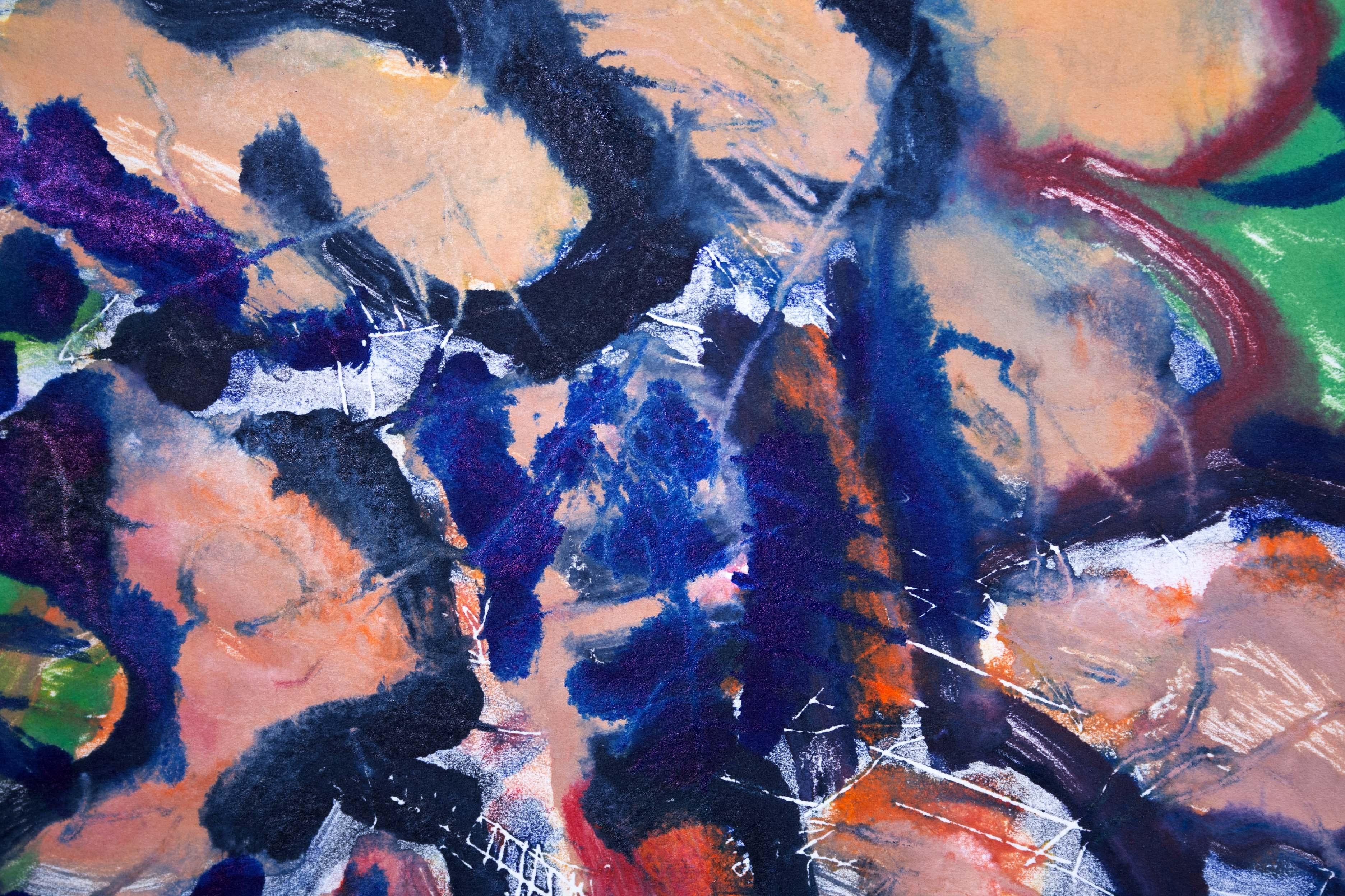 Lucio Pozzi Remolior, signierte einzigartige moderne Öl Monotypie auf Papier, ungerahmt, Un gerahmt, 1972 (amerikanisch) im Angebot