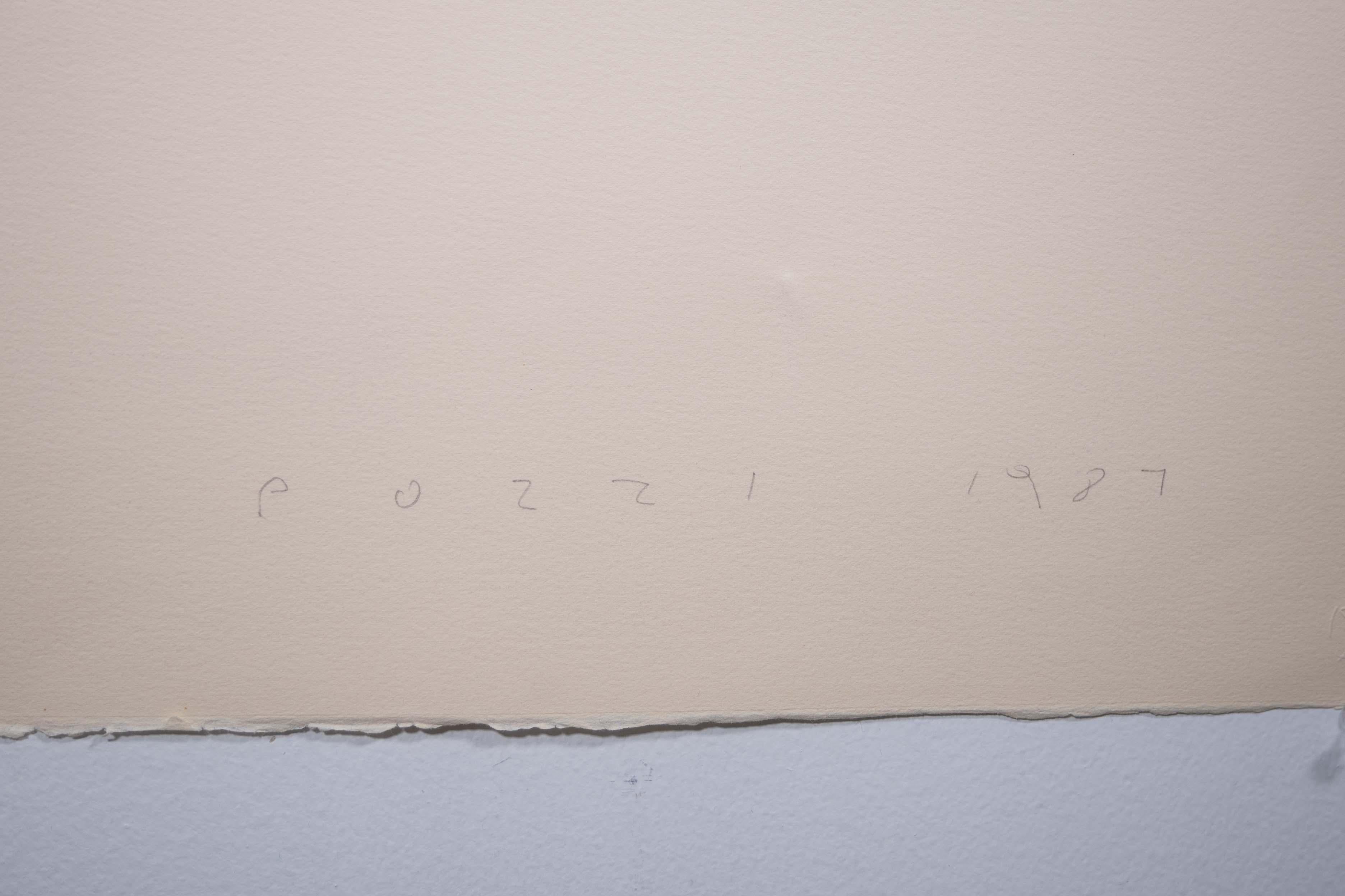 Lucio Pozzi Remolior, signierte einzigartige moderne Öl Monotypie auf Papier, ungerahmt, Un gerahmt, 1972 im Angebot 2
