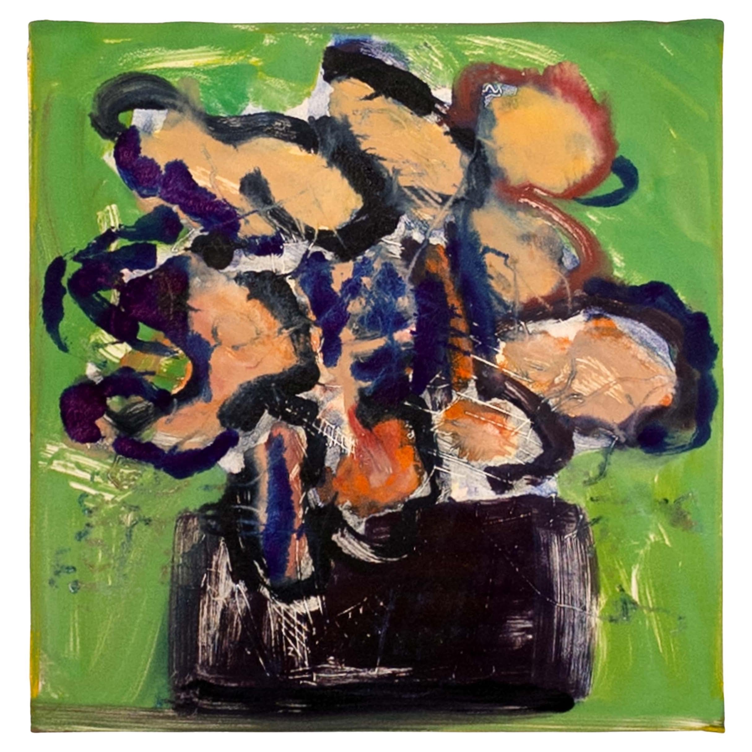 Lucio Pozzi Remolior Signed Unique Modern Oil Monotype on Paper Unframed 1972
