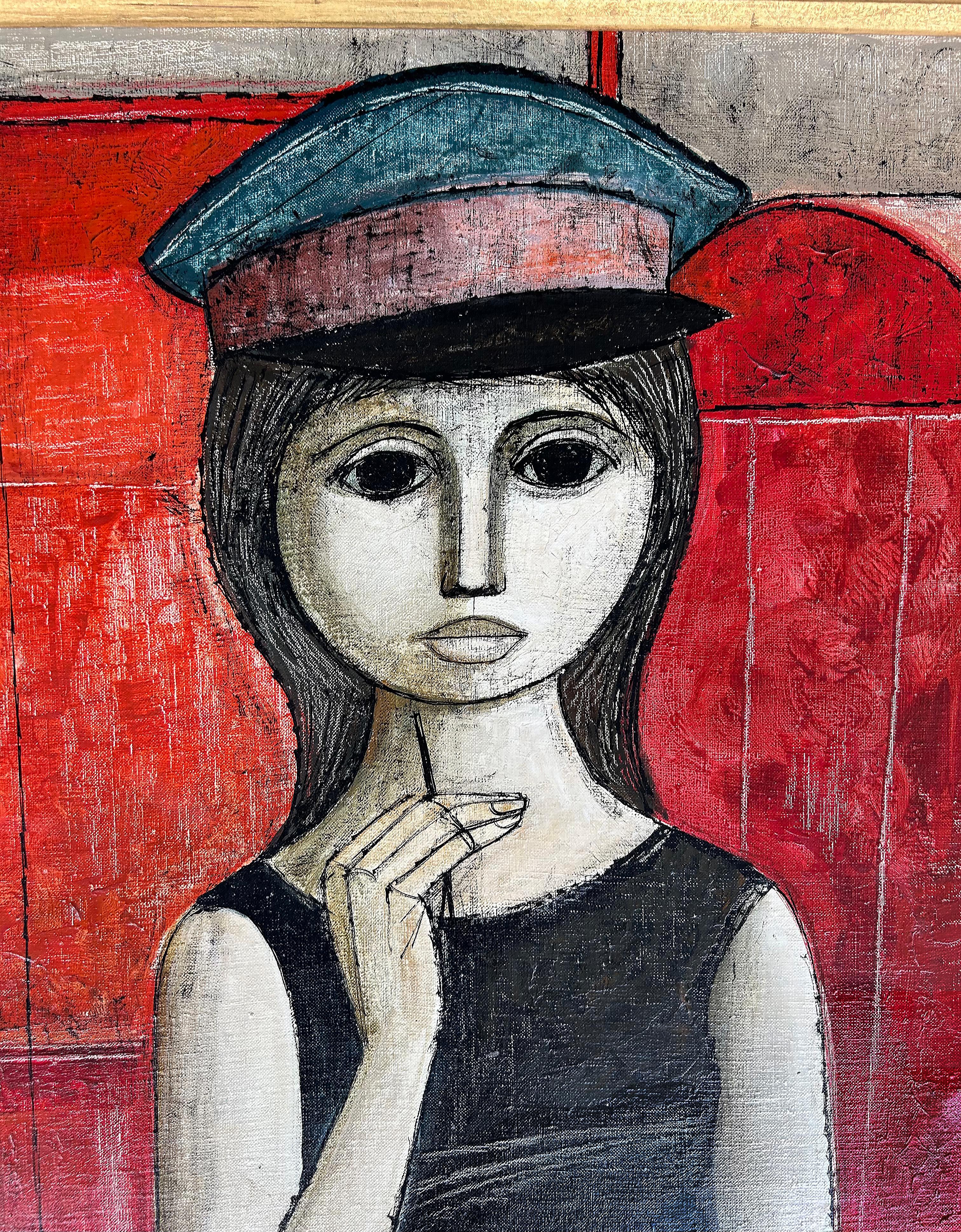 Lucio Ranucci Pintura abstracta figurativa italiana Acrílico sobre lienzo de lino Pintado a mano en venta