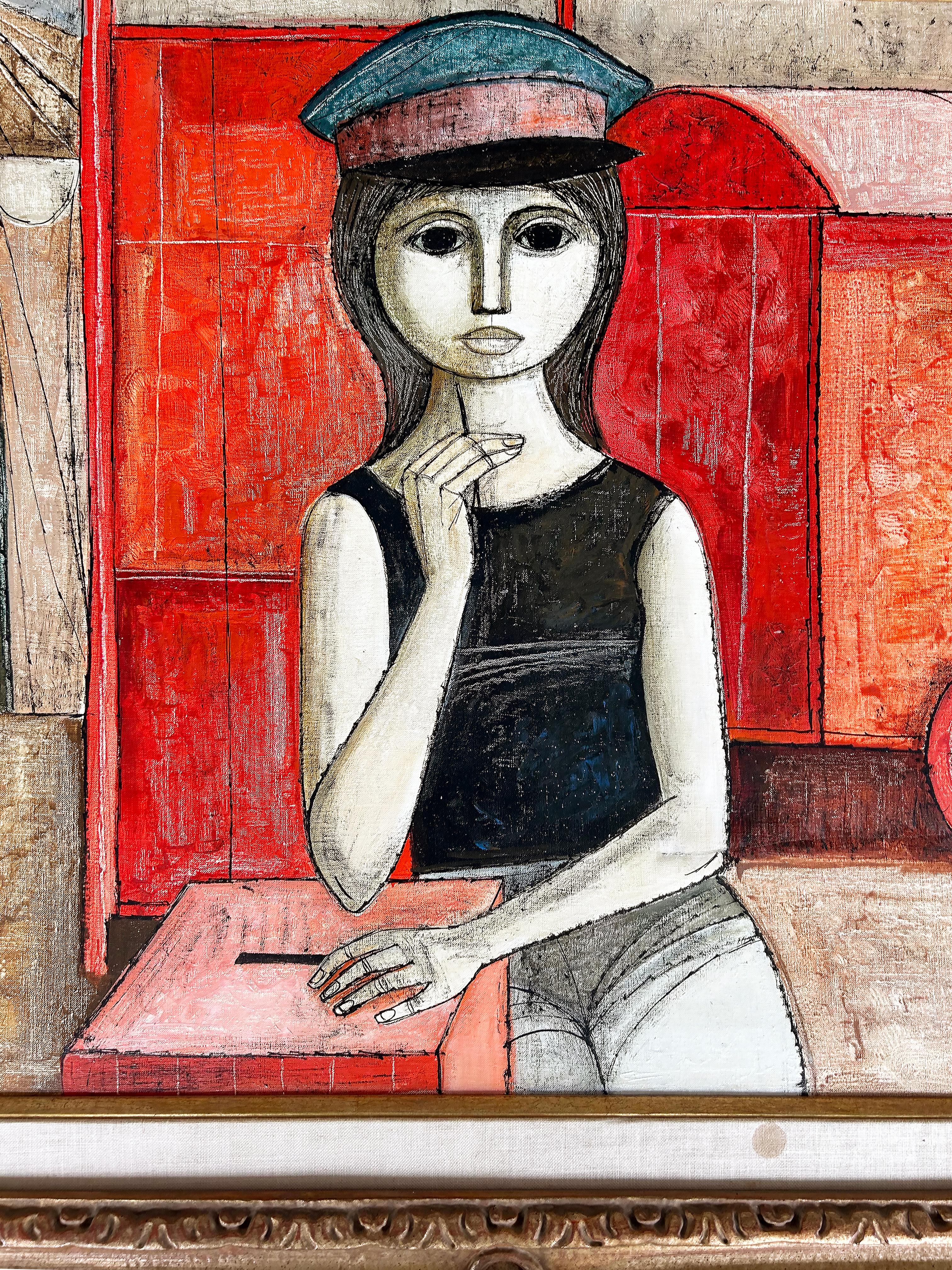 Lucio Ranucci Pintura abstracta figurativa italiana Acrílico sobre lienzo de lino en Bueno estado para la venta en Miami, FL