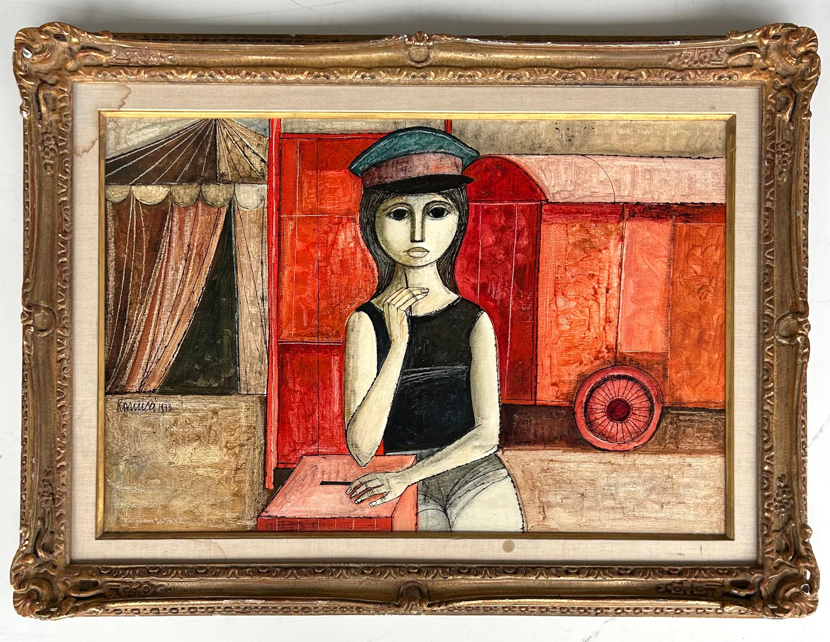 Lucio Ranucci Pintura abstracta figurativa italiana Acrílico sobre lienzo de lino siglo XX en venta