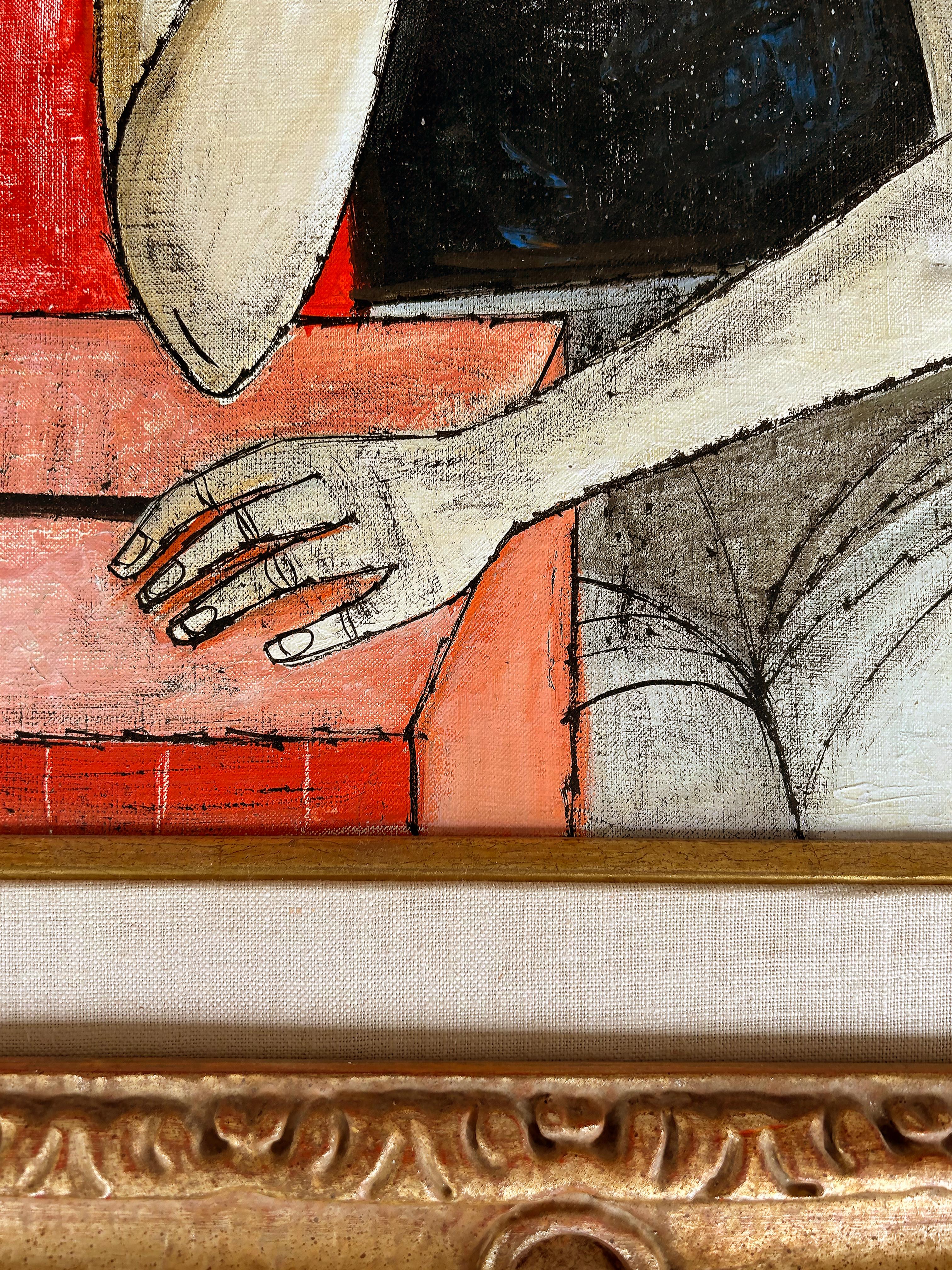 Lucio Ranucci Pintura abstracta figurativa italiana Acrílico sobre lienzo de lino Lino en venta