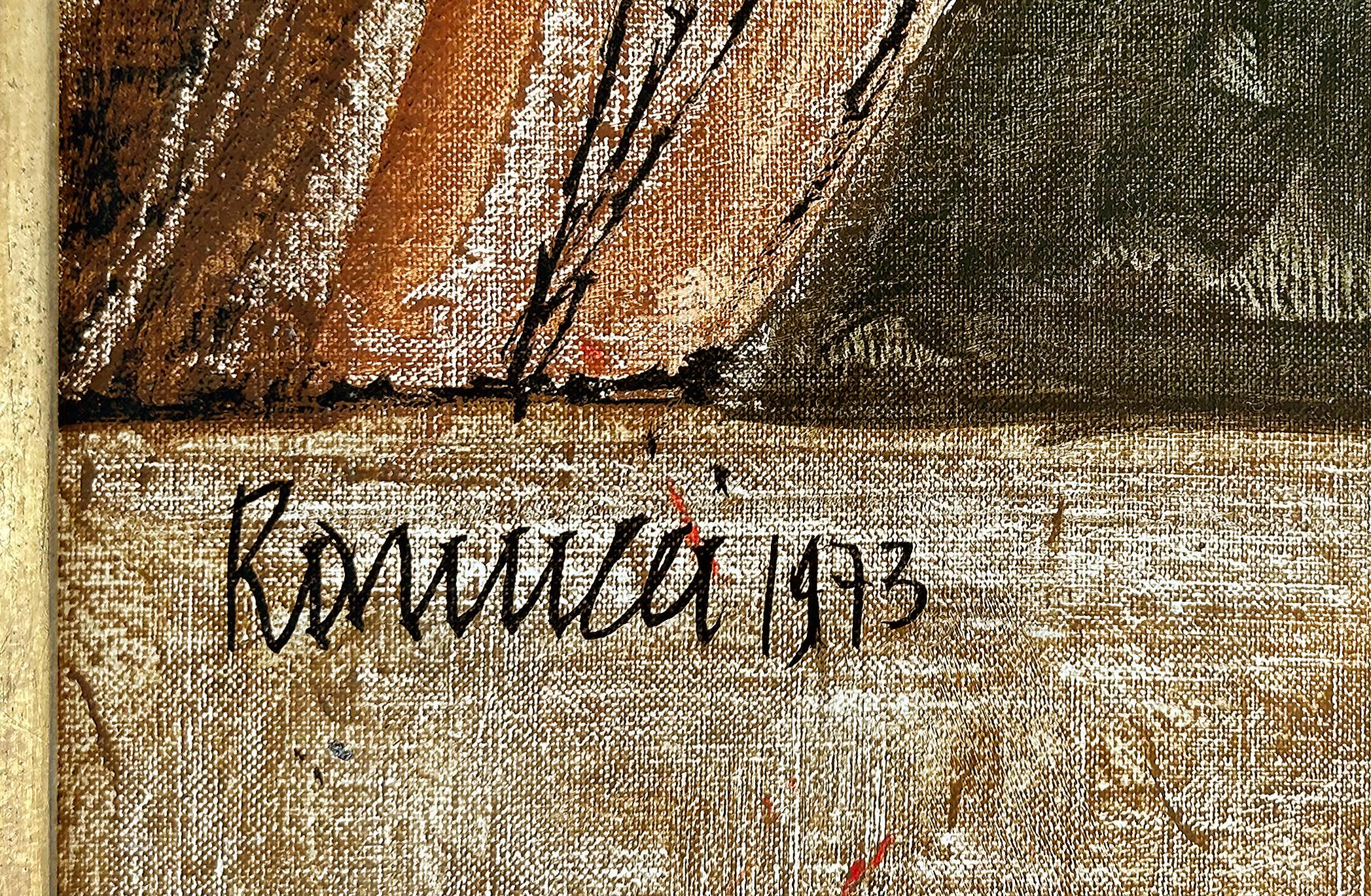 Lucio Ranucci Pintura abstracta figurativa italiana Acrílico sobre lienzo de lino en venta 2