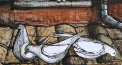 Birdwatcher, Surrealist Gouache on Paper by Lucio Ranucci
