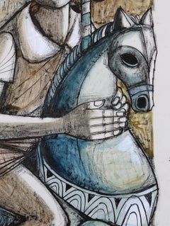 Ragazzo sulla giostra, acquerello d'arte moderna di Lucio Ranucci