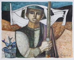 Vintage Fisherman, Watercolor by Lucio Ranucci