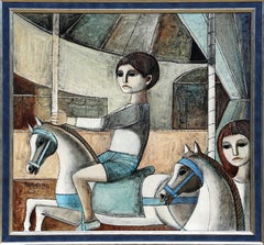Les Chevause de Bois, peinture à l'huile surréaliste de Lucio Ranucci