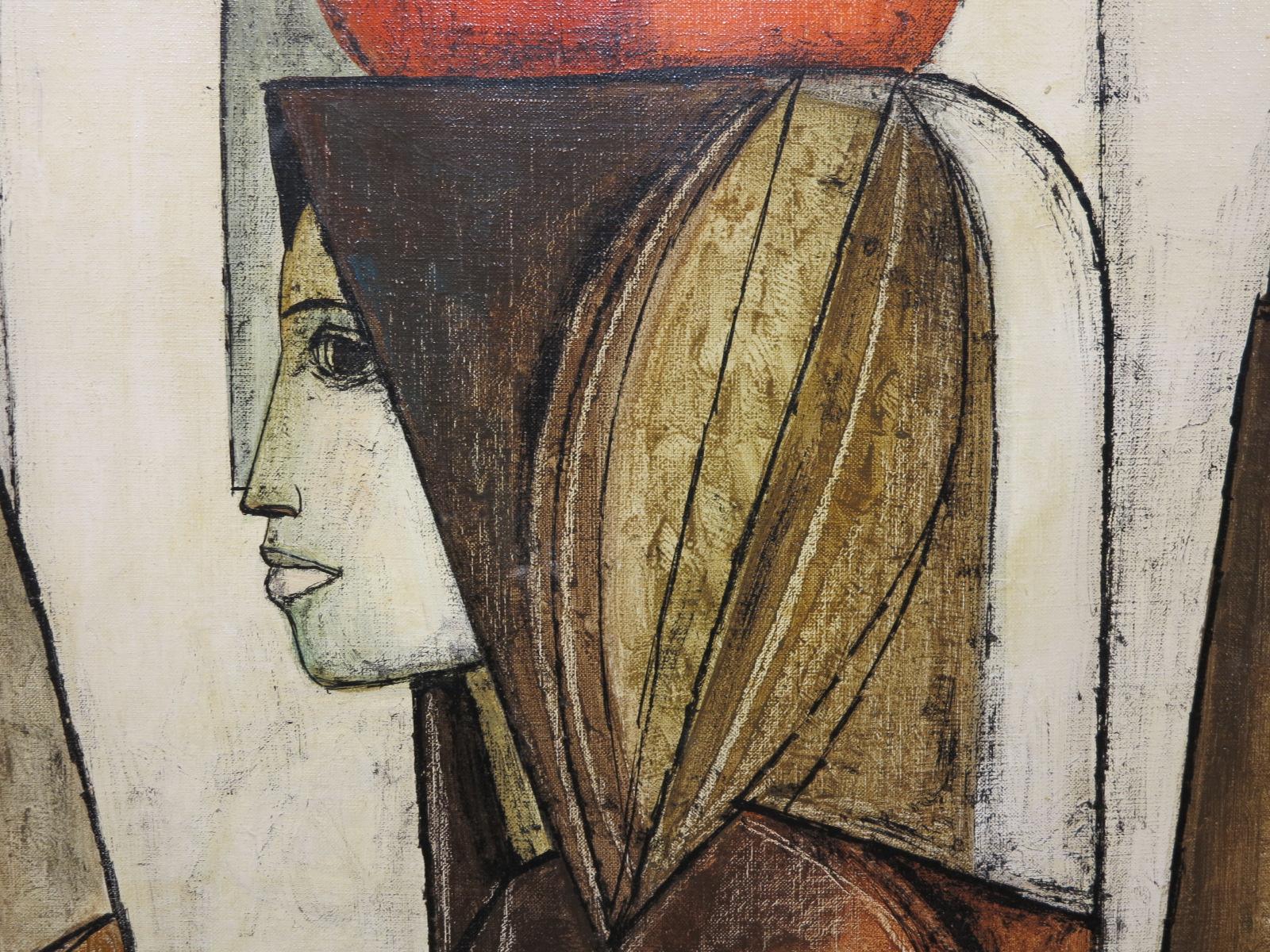 Abstraktes kubistisches Gemälde mit drei Figuren (Italienische bäuerliche Frauen) 1