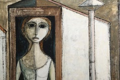 Tre donne, dipinto a olio surrealista di Lucio Ranucci 1971