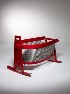 "Lucio" Red Rocking Cradle by Franco Vattolo for Ibisco, Italy, 1970s