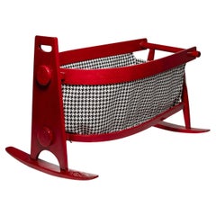 "Lucio" Red Rocking Cradle by Franco Vattolo for Ibisco, Italy, 1970s