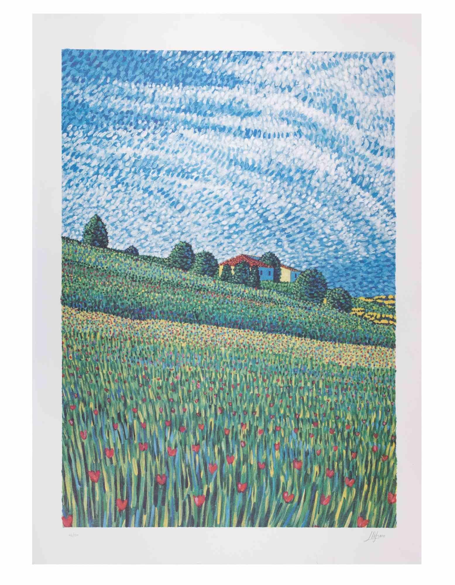 Landleben - Lithographie von Lucio Rofrano - 1990er Jahre im Angebot 1