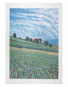 Campagne - Lithographie de Lucio Rofrano - années 1990