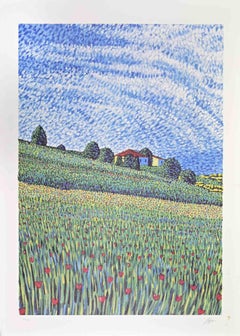 Campagna - Litografia di Lucio Rofrano - Anni '90