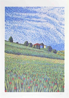 Campagna - Litografia di Lucio Rofrano - Anni '90