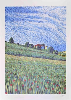 Campagna - Litografia di Lucio Rofrano - Anni '90