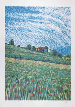 Landleben - Lithographie von Lucio Rofrano - 1990er Jahre