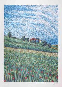 Campagne - Lithographie de Lucio Rofrano - années 1990