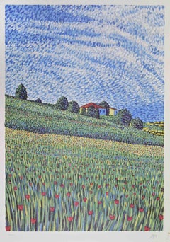 Campagna - Litografia di Lucio Rofrano - Anni '90