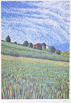Campagna - Litografia di Lucio Rofrano - Anni '90