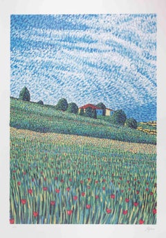 Campagna - Litografia di Lucio Rofrano - Anni '90