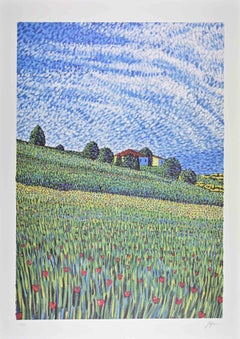 Campagna - Litografia di Lucio Rofrano - Anni '90