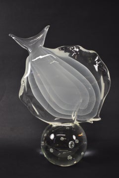 Sculpture de poisson en verre d'art de Murano de Lucio Zanetti