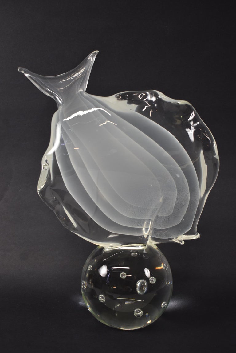 Lucio Murano Art Glass Fish Sculpture For Sale at 1stDibs