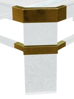 Lucite and Brass Side Tables by Charles Hollis Jones "Metric, Clipped Corner"