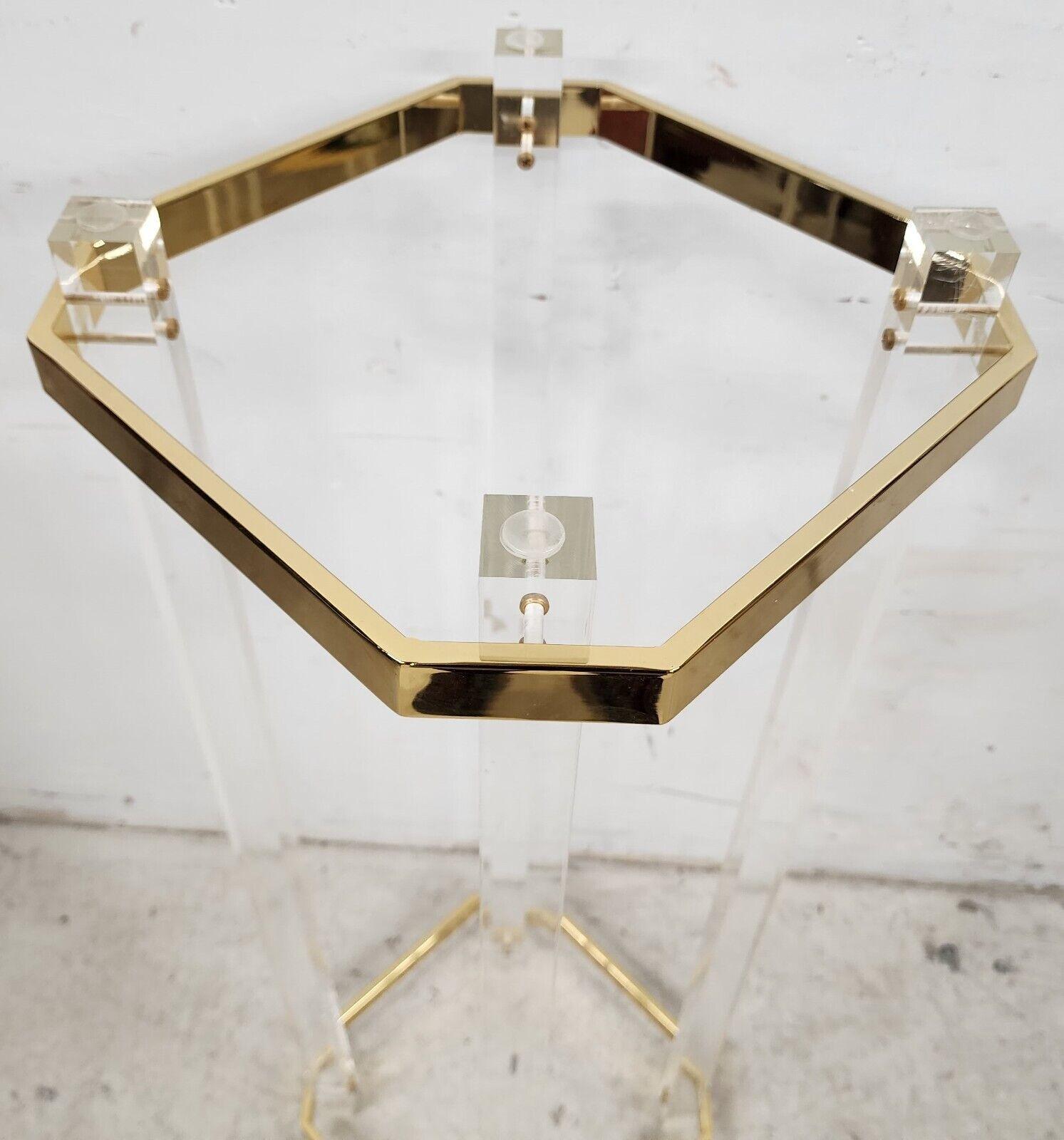 Lucite 24 Karat Gold Plated Pedestal Display Stand Charles Hollis Jones Style  For Sale 6