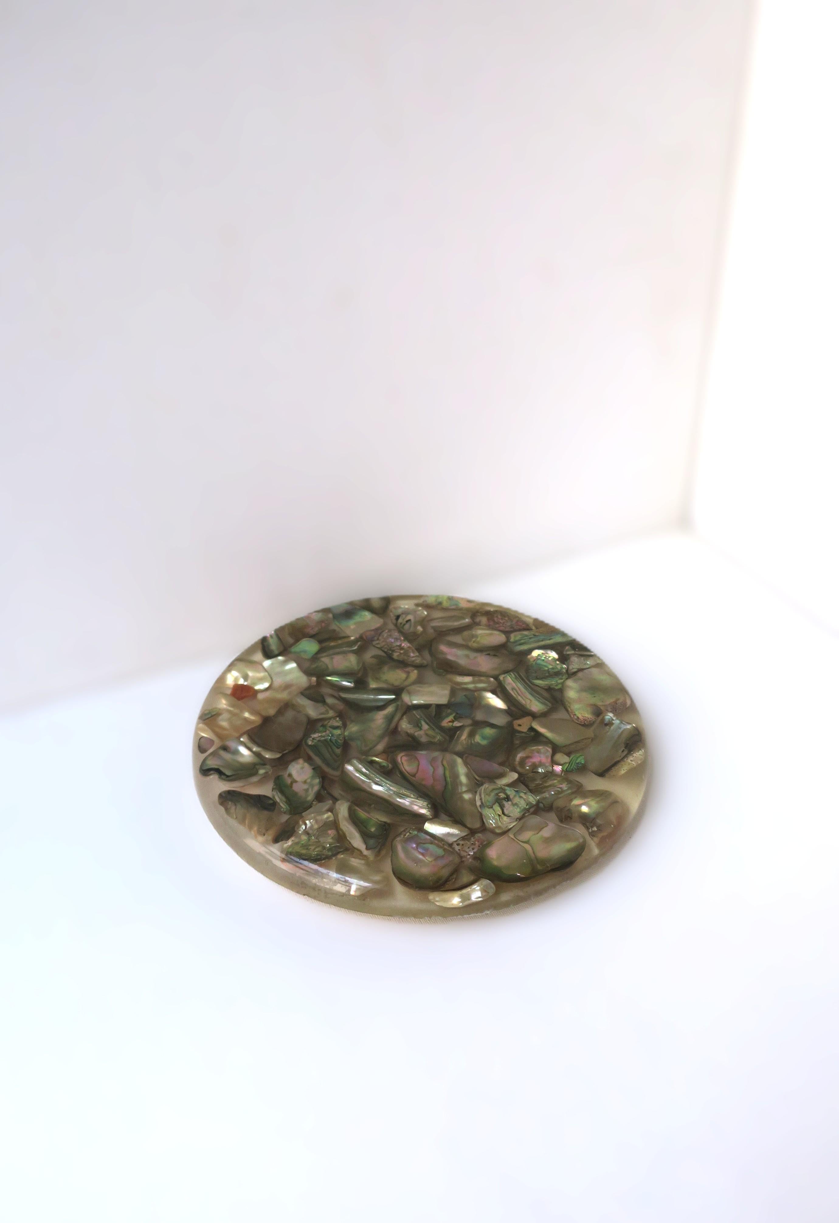 20th Century Lucite Acrylic Abalone Seashell Trivet For Sale