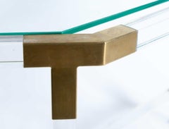 1970s Modern Regency Lucite and Brass Console Table att Charles Hollis Jones