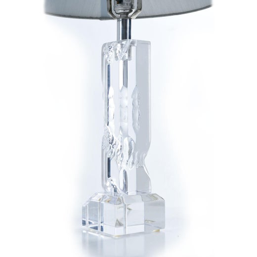 Lucite Acrylic Boudoir Table Lamp With Chipped Ice Sculpted Effect