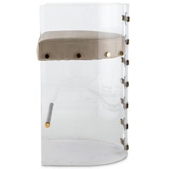 Lucite Acrylic, Brass Detailed and Leather Jetson Glamour Bar Chair