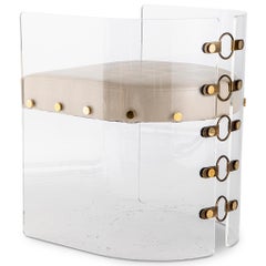 Sedia da pranzo Jetson Glamour in lucite, acrilico, ottone e pelle
